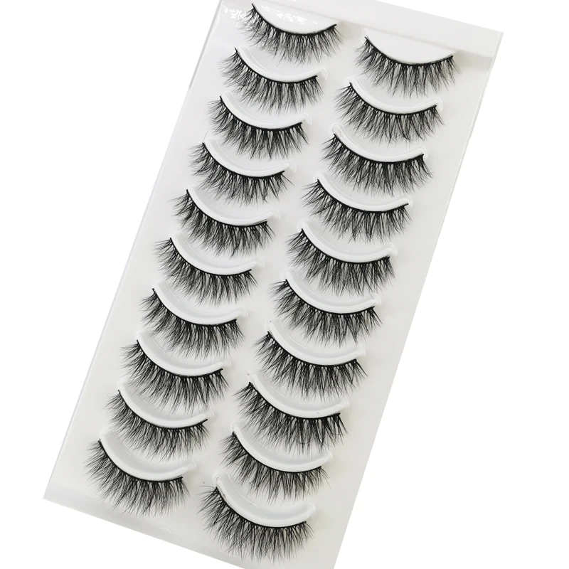 HBZGTLAD 10 Paar künstliche Nerz-Falsche Wimpern, natürliches langes Make-up, 3D-Nerzwimpern, Verlängerungswimpern, kurze Nerzwimpern für Schönheit – Detail 23
