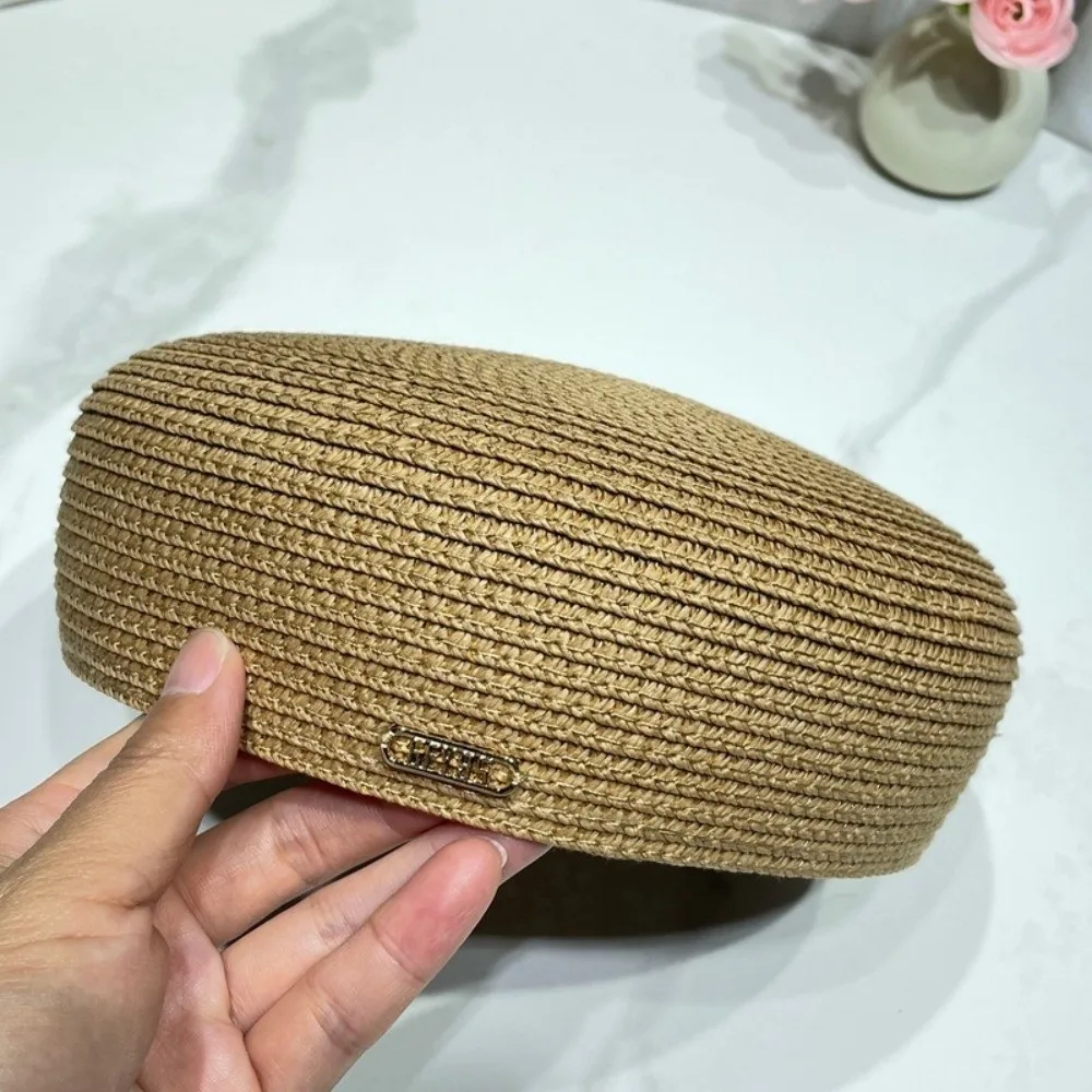 Vintage Style Solid Straw Pillbox Hat Structured Crown Hat Round Shape Round Dress Hat Brimless Cap Women Sun Hat Daily Outfits
