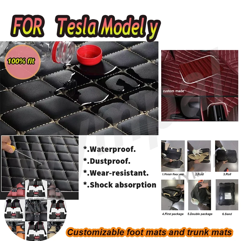

LUXURY Customized Artificial Leather Car Floor Mat For Tesla Model y 2022 2023