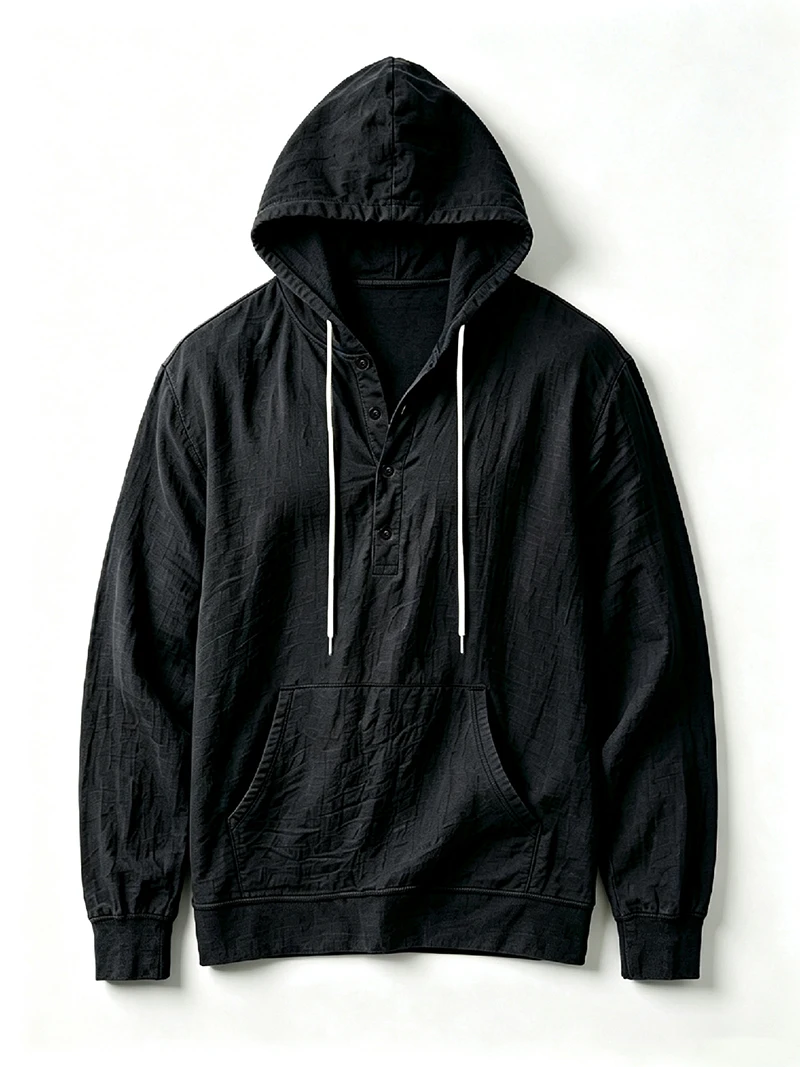 Herren Leinen-Pullover-Hemd Frühling Herbst Lässiges Kapuzen-Oberteil Locker Geschnittenes Langarm-Textilhemd Leichte Freizeitkleidung für Männer – Detail 17