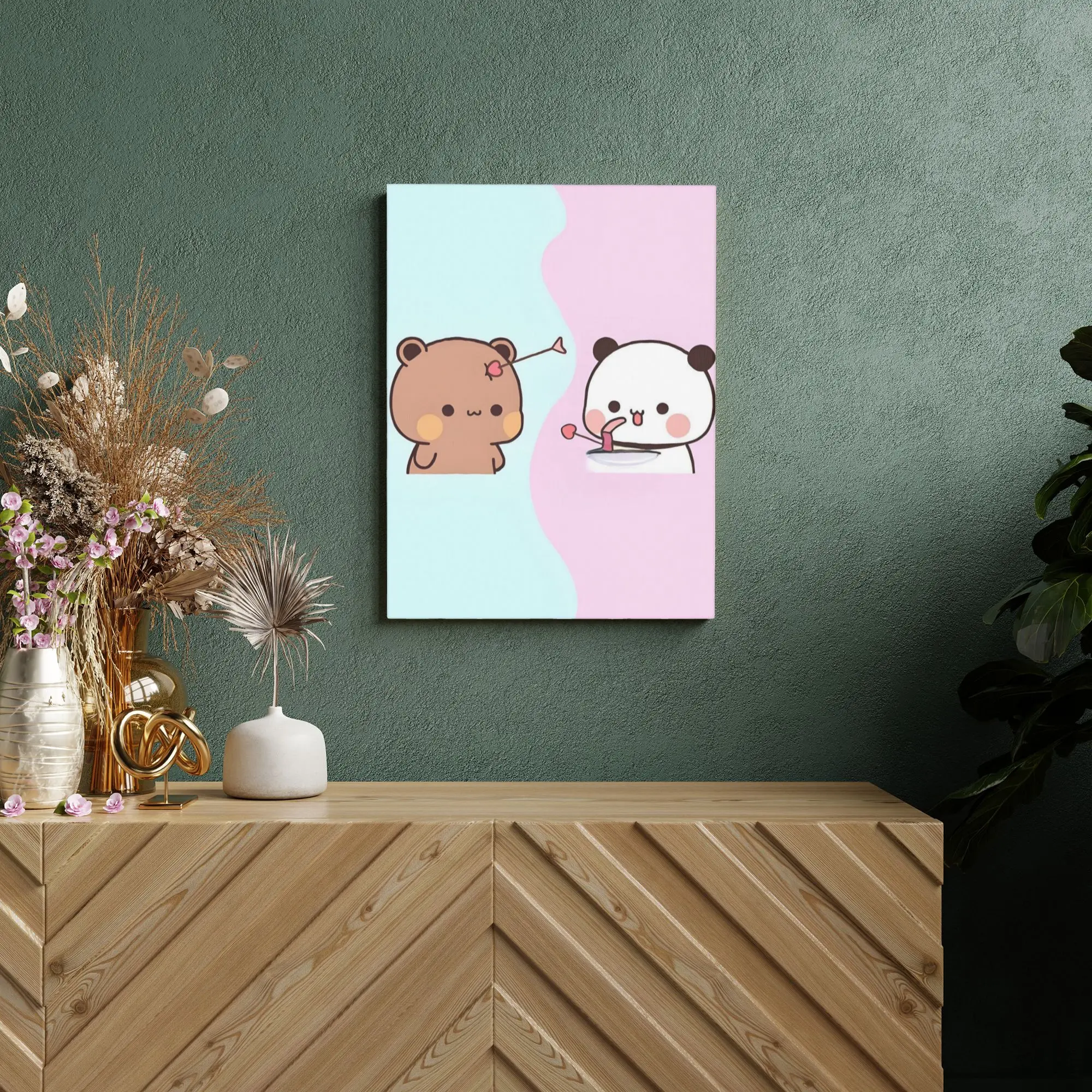Unframed Canvas Wall Painting Funny Bubu And Dudu  Wall Decor for Bedroom  Home Decoration Gift Customerized Painting 12x16inch,