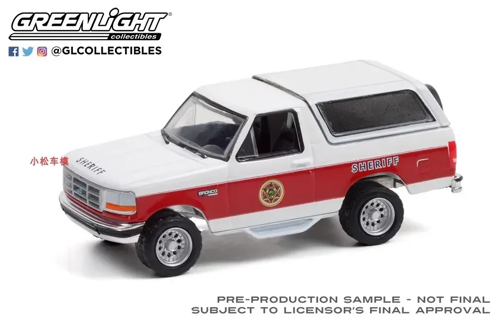 Modelo de coche de aleación de Metal fundido a presión, juguetes para colección de regalos, Ford Bronco XLT, 1:64, 1994