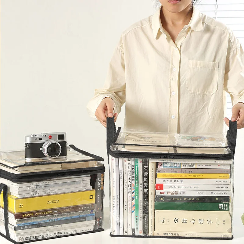 

Foldable Book Box Student Dormitory Classroom Book Organizer Transparent Waterproof Household Book Organizing Storage Box