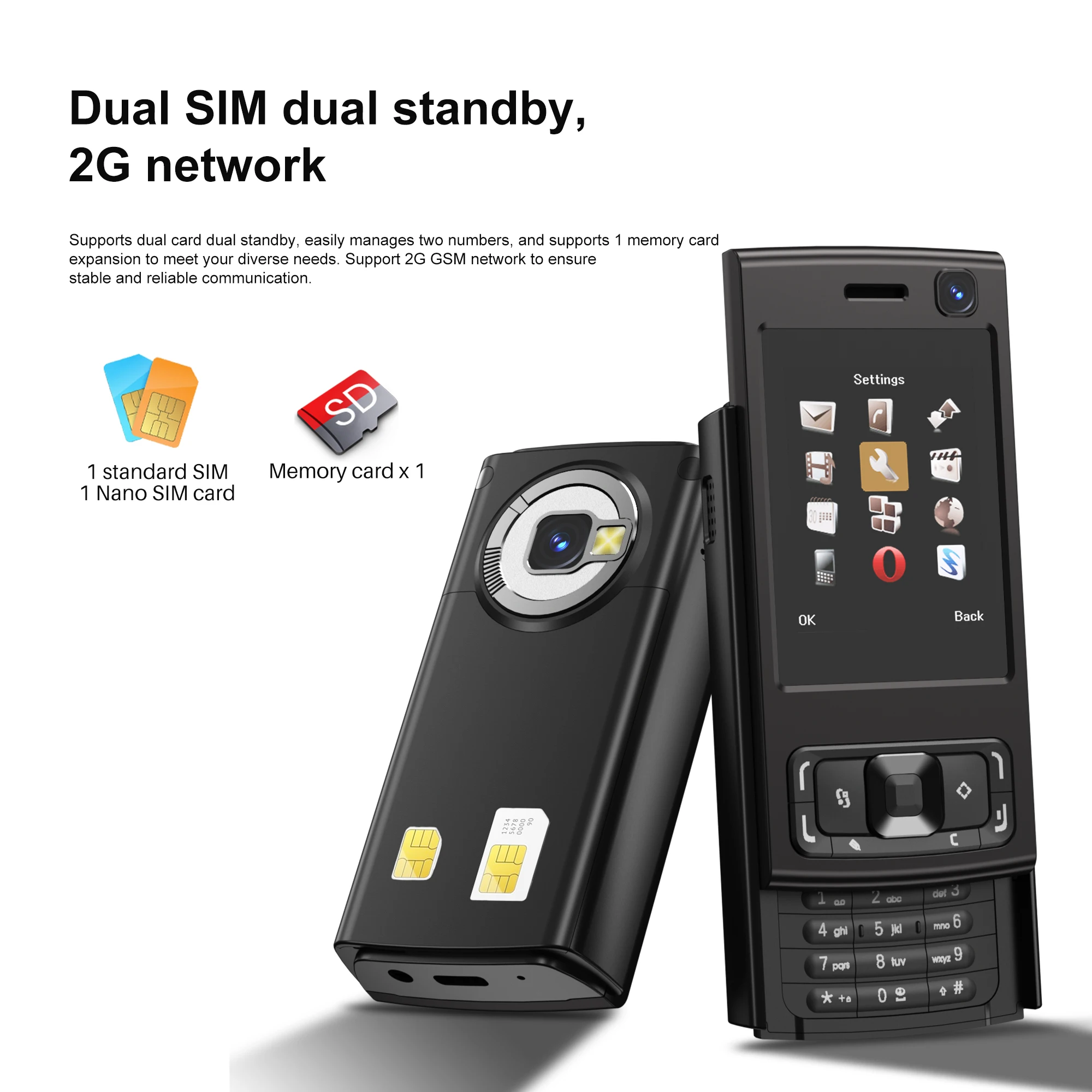 سيرفو N95 برو شاشة منزلقة هاتف محمول صغير 2G GSM تسجيل المكالمات الشعلة مشغل MP3/MP4 القائمة السوداء راديو FM دفع شاشة الهاتف المحمول