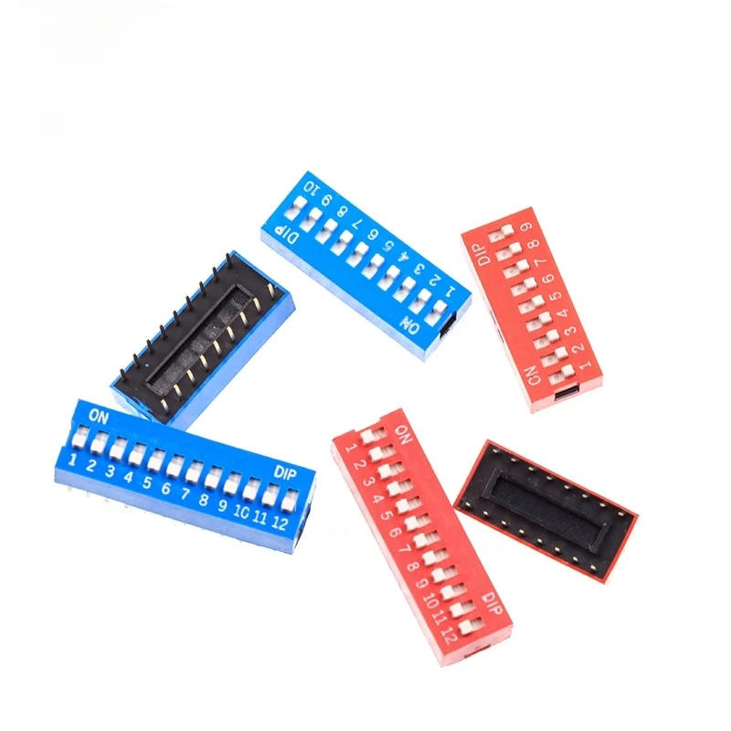 5Pcs Snap Type Switch Module 1 2 3 4 5 6 7 8 Bit 2.54mm Position Way DIP Pitch Toggle Switch Blue Snap Switch Dial Switch