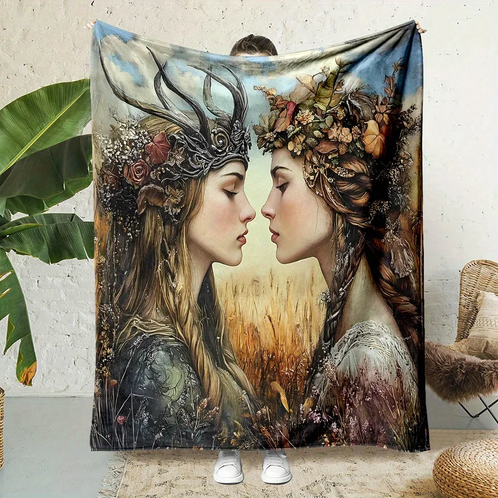 Large Fantasy Wall Mural Blanket Throw Boho Tapestry Art Print Couple Goddess Mythological Aesthetic Decor 150x200cm