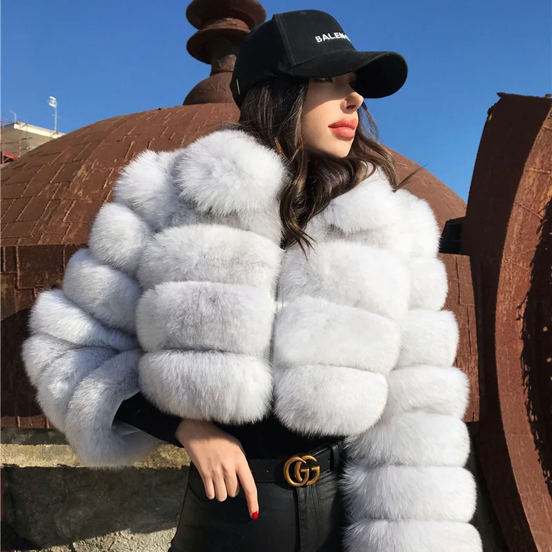 Short Faux Fox Fur Coat Women\'s Jacket  Elegant Thick Warm Fur Coat For Women 2022 High Quality Fluffy 4XL Raccoon Fake Fur Coat