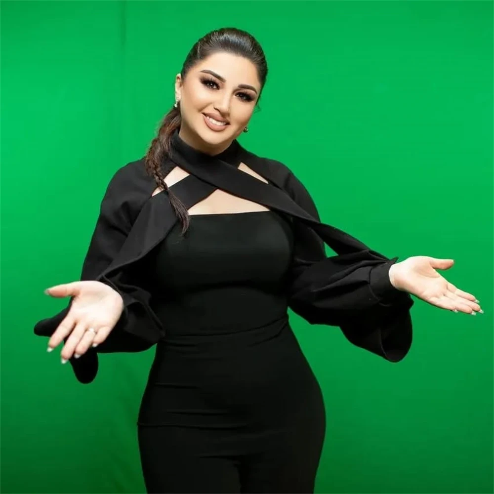 Maßgeschneidertes Abendkleid aus klassischem schwarzem Jersey, trägerlos, schulterfrei, Ballkleider, einfache knöchellange Kleider für besondere Anlässe