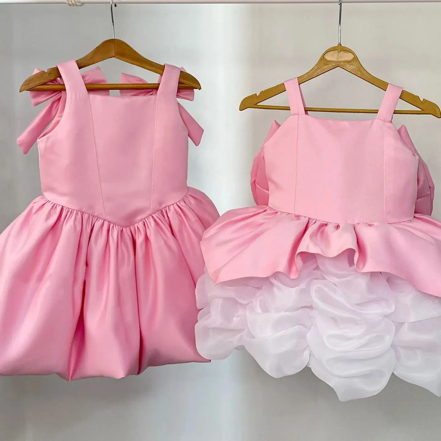 HETISO HETISO Girls Elegant Satin Vintage Dresses Cute Solid Pink Sky Blue Flower Kids Birthday Holiday Wedding Party Ball Gown - Aliexpress Deal