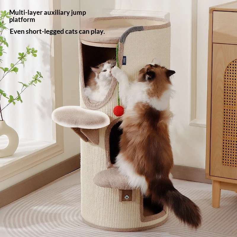 Árbol rascador para gatos de sisal con cama, túnel y juguete - imagen 4