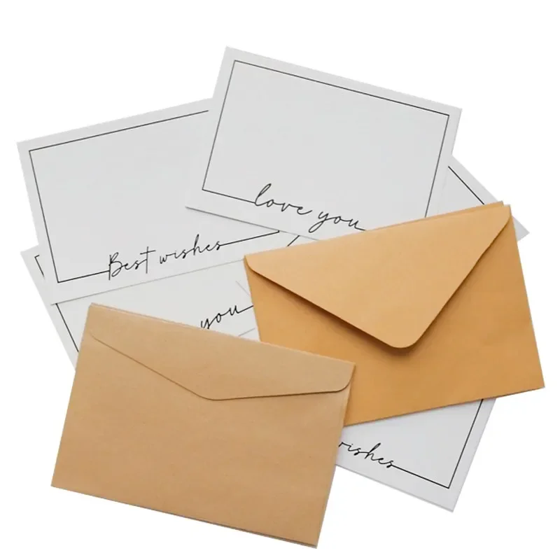 

5set 16*11 Kraft Black Paper Envelope with Message Card Letter Stationary Paper Gift DIY Multifunction