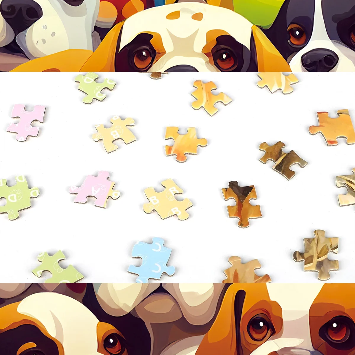 Puzzles für Erwachsene/Kinder, 300 Teile, Gruppe, niedliche Hunde, Puzzles, Familienspiele, Spielzeug für Zuhause, Kunstdekoration, 15 x 10 Zoll