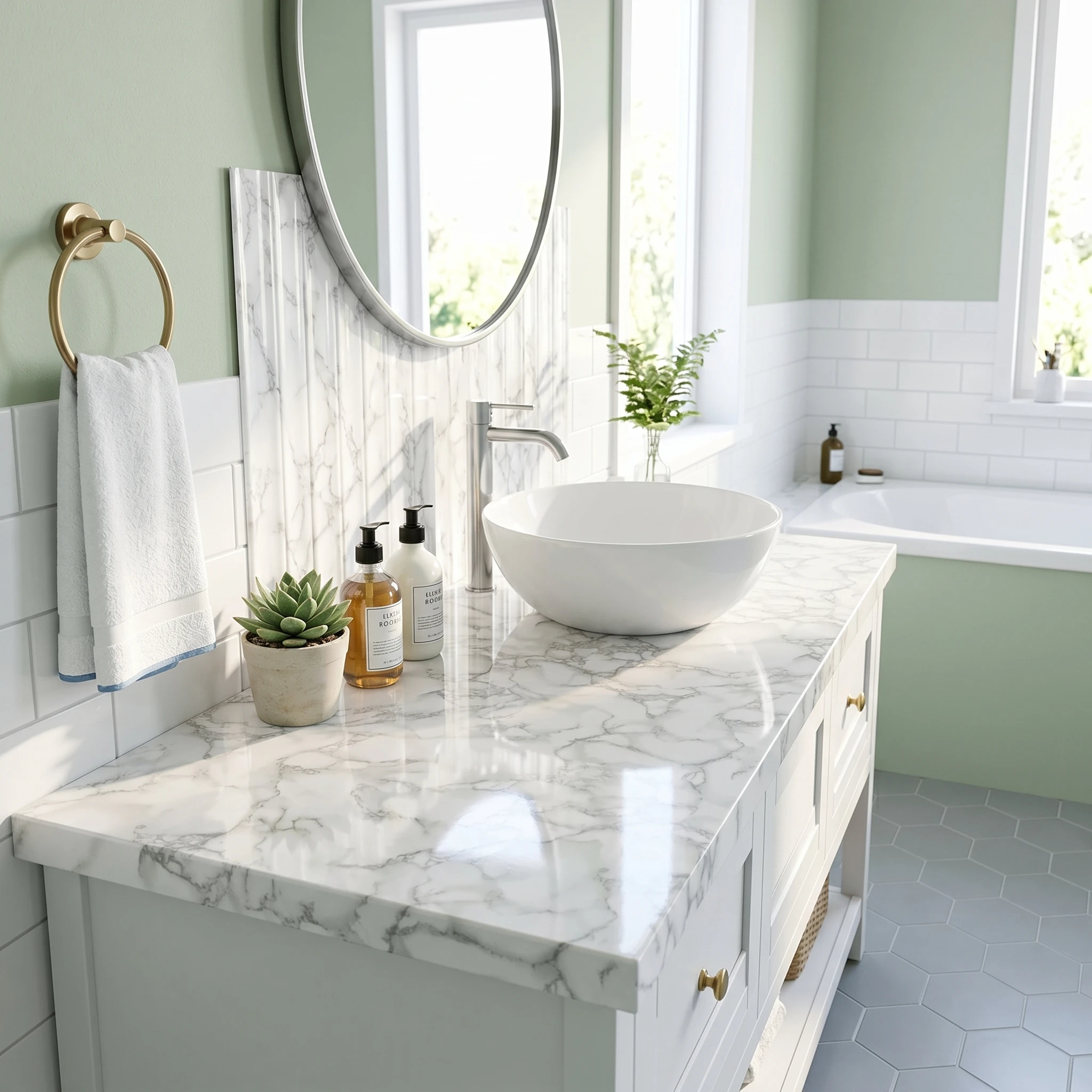 55cm Width Marble Self Adhesive Wallpaper Oil Proof Waterproof Kitchen Stove Countertop Cabinet Tile Sticker for Home Renovation