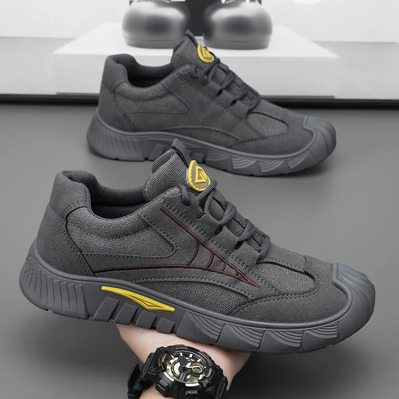 Men's Lightweight Safety Shoes Breathable Low-Top Work Shoes Outdoor Fashionable Wear-Resistant Labor Protection Shoes