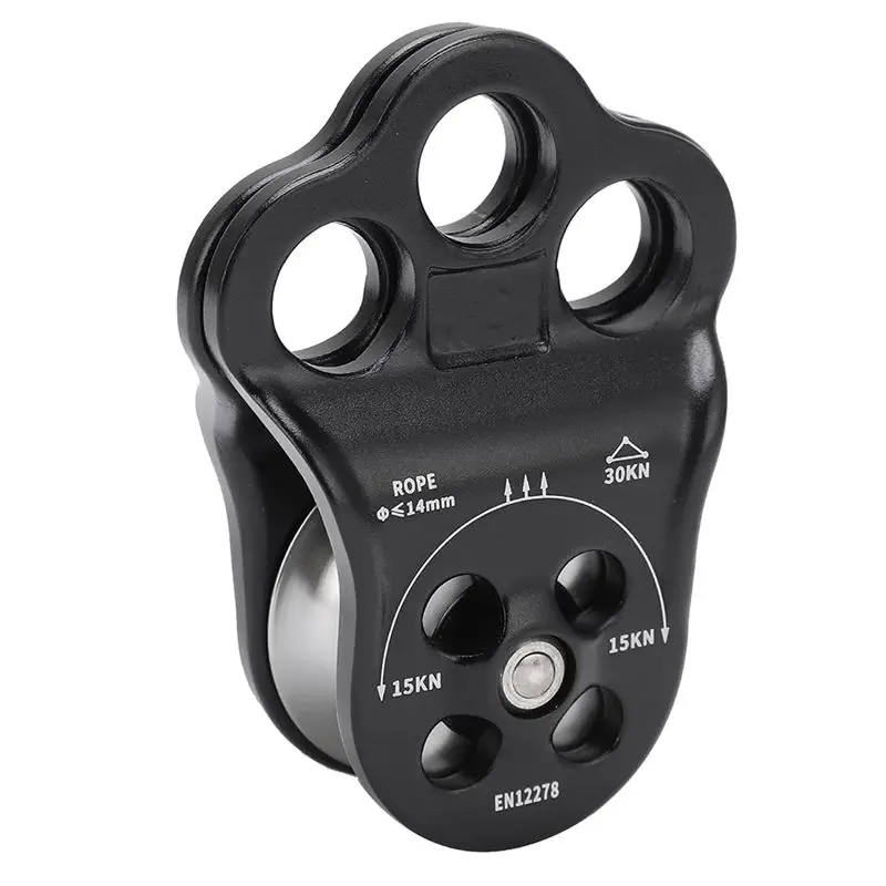 [A19P Newest!!] 30KN Climbing Pulley, Three Hole Hitch Climbing Assist Pulley Climber Double Bearing For Rock Rappelling view 5