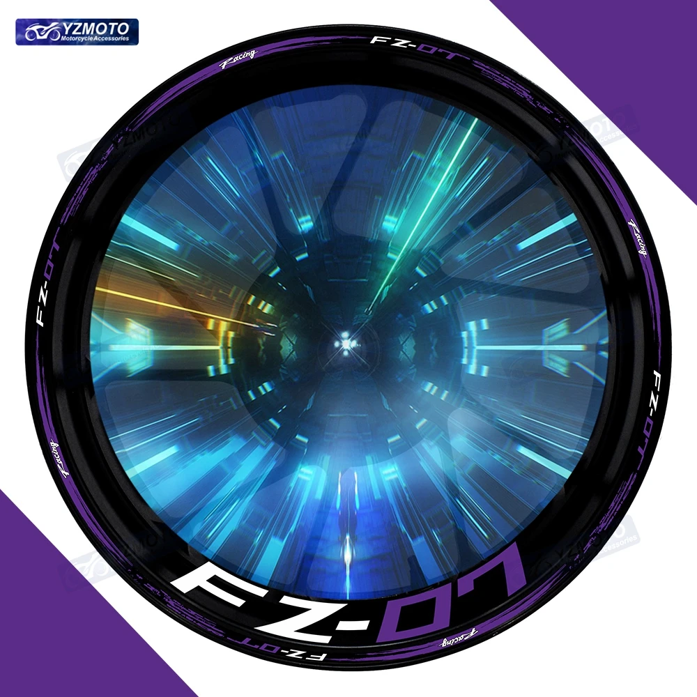 

For FZ-07 FZ07 Motorcycle 17 Inch Front Rear Wheel Sticker Racing Decal Reflective Waterproof Decorative Hub Stripe Rim Stickers