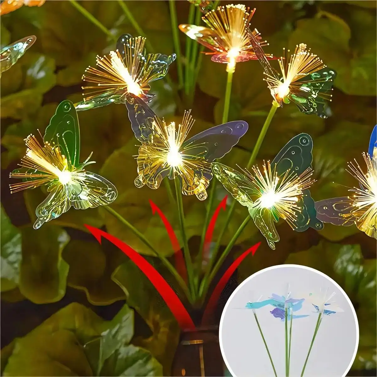 

Solar Led Butterfly Flower Light Lights For Outdoor Garden Waterproof Lawn Ground Pathway Stake Lamp Decor Yard Ip65 Panel Fence