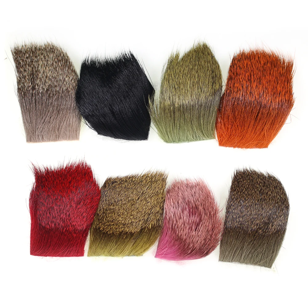 2/8 Stück 5cm X 5cm Fliegenbindematerial Natürlich Gefärbtes Hirschhaar für Trockenfliegen Streamer Elchhaar Caddis-Fliegen für Forellen-Angelköder – Detail 10