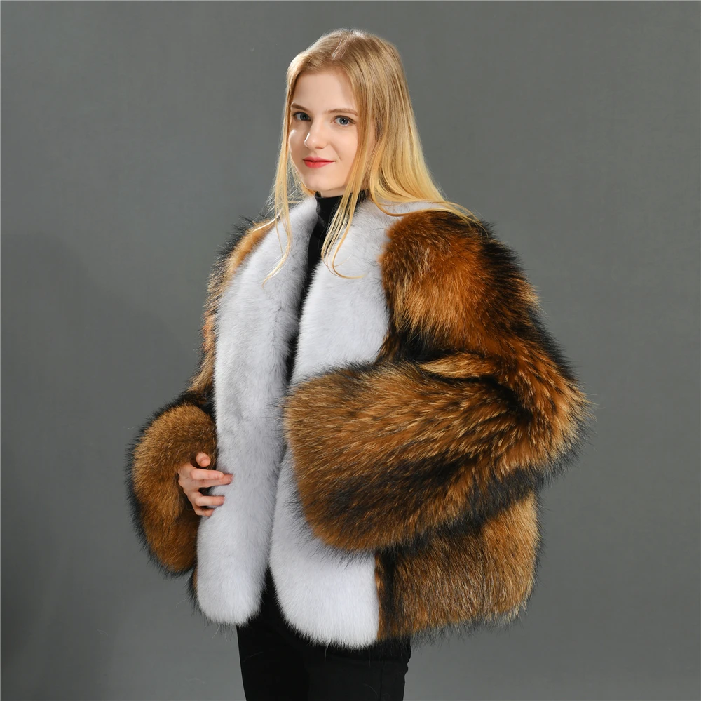 Fashion Lady Coat Natural Fox Fur Winter Coat Women Real Fox Fur Woman Jacket