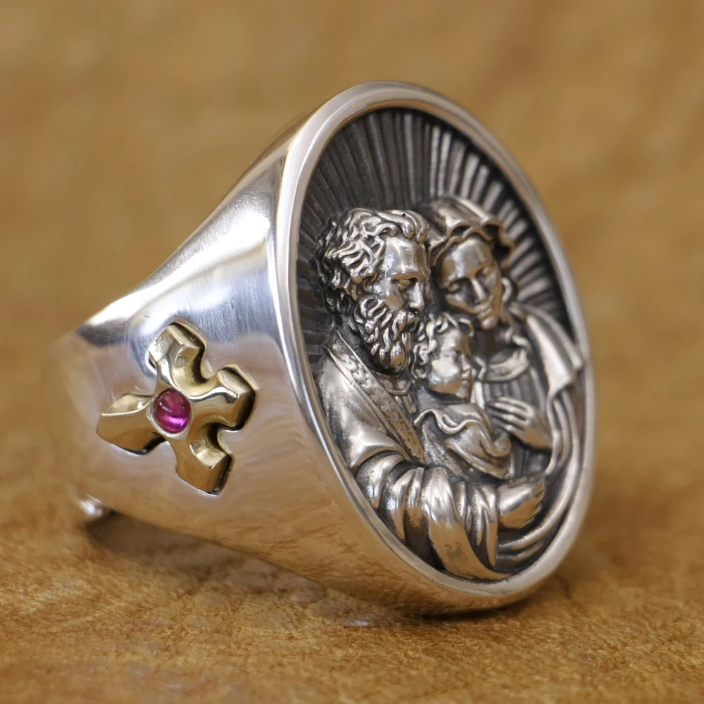 

Details 925 Sterling Silver Virgin Mary Madonna Jesus Christ Cross Ring TA511 US Size 7~15 BZ