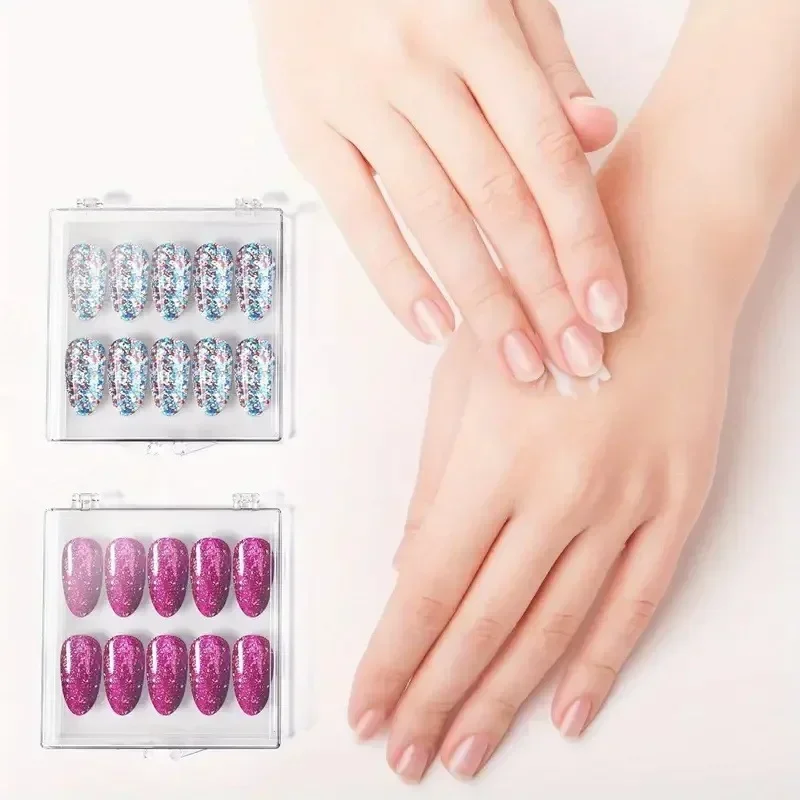 10 unids/set estuche de exposición acrílico para almacenamiento de uñas con cinta adhesiva de doble cara 7*7cm herramientas de caja de embalaje para exhibición de manicura