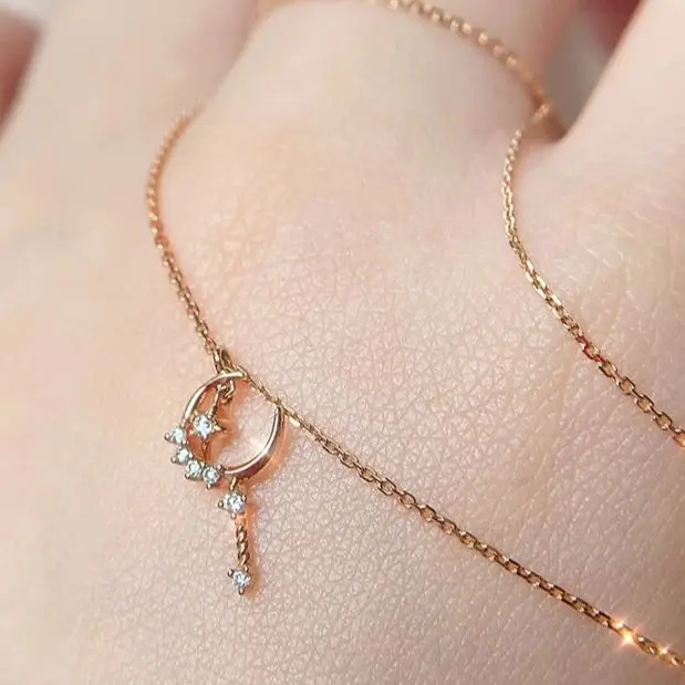 Necklace 18K Rose Gold Female Pendant 