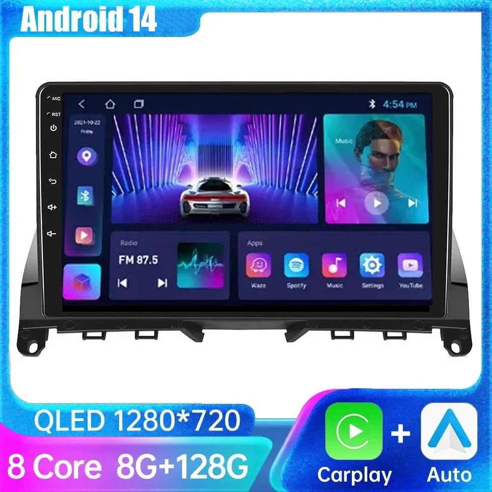 

9Inch Android14 For Mercedes Benz C Klasse 3 W204 S204 2006-2011 Autoradio 4G Autoradio Video Multimedia Player wireless Carplay