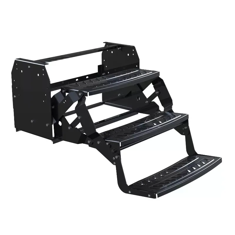 Three-Step Outdoor Aluminum Alloy Steel RV Stairs Drop Folding  Manual for Camper Motorhome Trailers Caravan