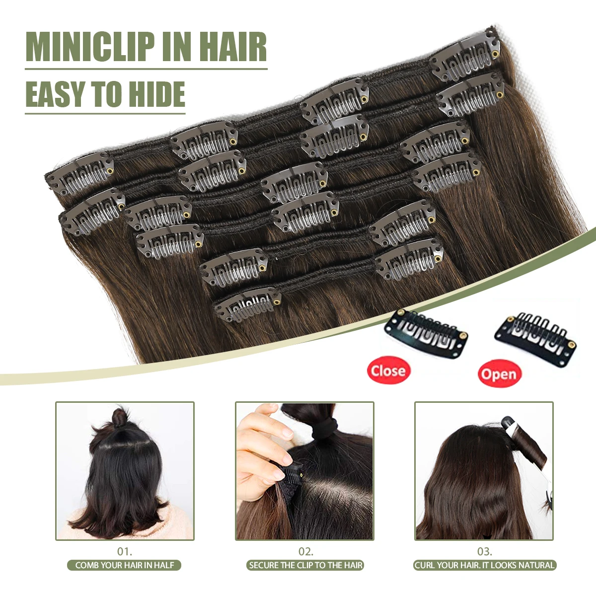 Xdhair Clip In Hair Extensions 100G 120G 14 "-22" Donkerbruine Clip In Hair Extensions Voor Vrouwen