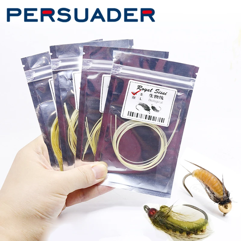 Persuader realistic caddis pupae body ribs fly tying materials in natural beige color trout fly segmented body ribbing materials