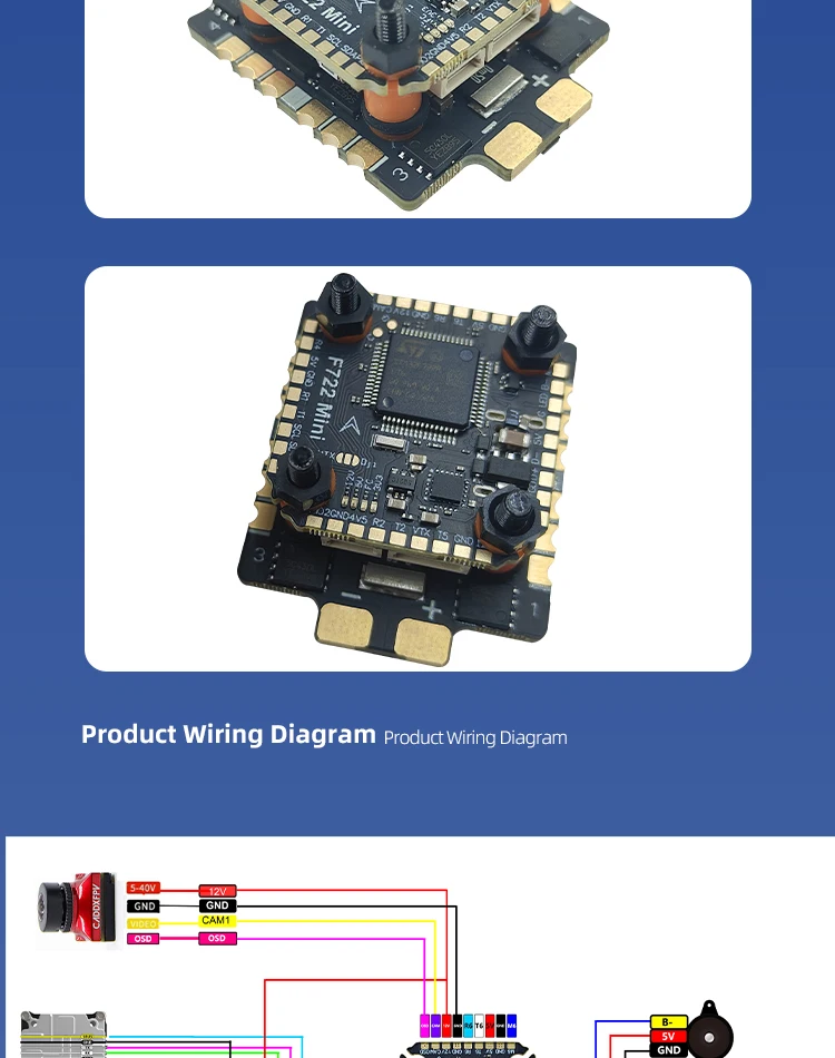 DAKEFPV Mini F722 FC Mini-Stack F722 6S 55A 8S 70A BLS Bluejay ESC 20X20mm Flugcontroller für 3-Zoll-, 4-Zoll- und 5-Zoll-FPV-Drohnen – Detail 7
