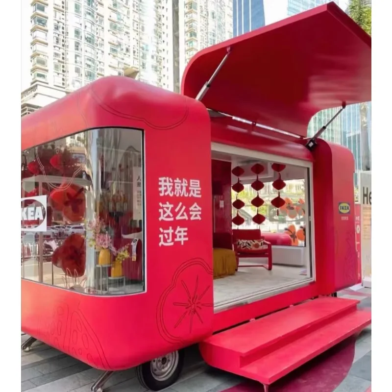 مقطورات شاحنة الوجبات السريعة المجهزة بالكامل، مقطورة طعام قابلة للقطر للمطابخ المتنقلة