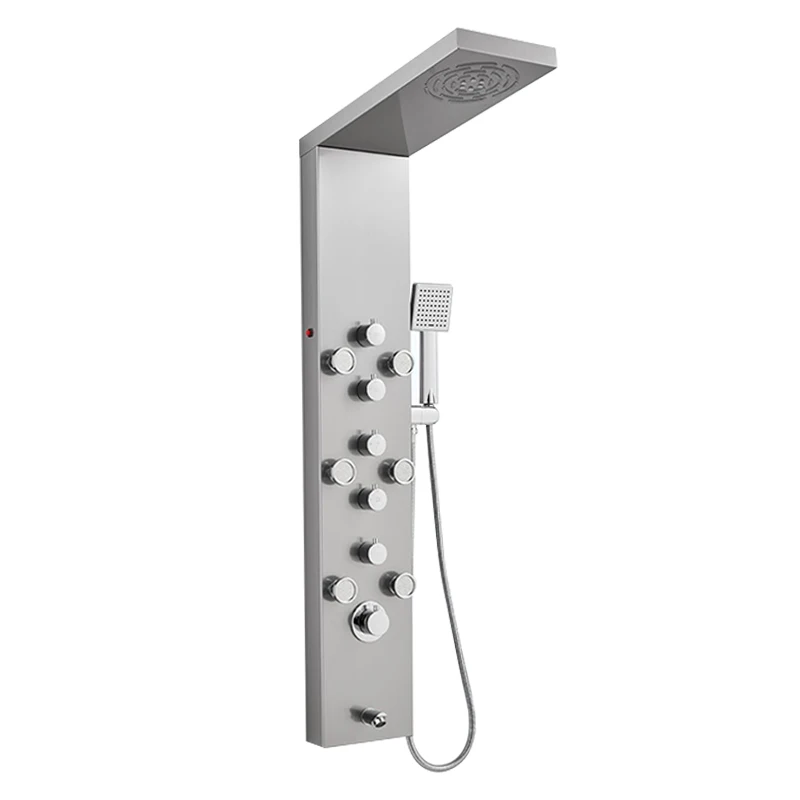 ROVATE LED Shower Panel MIST Shower Rainfall Stainless Steel Head Body Jets Handheld Tub Spout Tower System Brushed