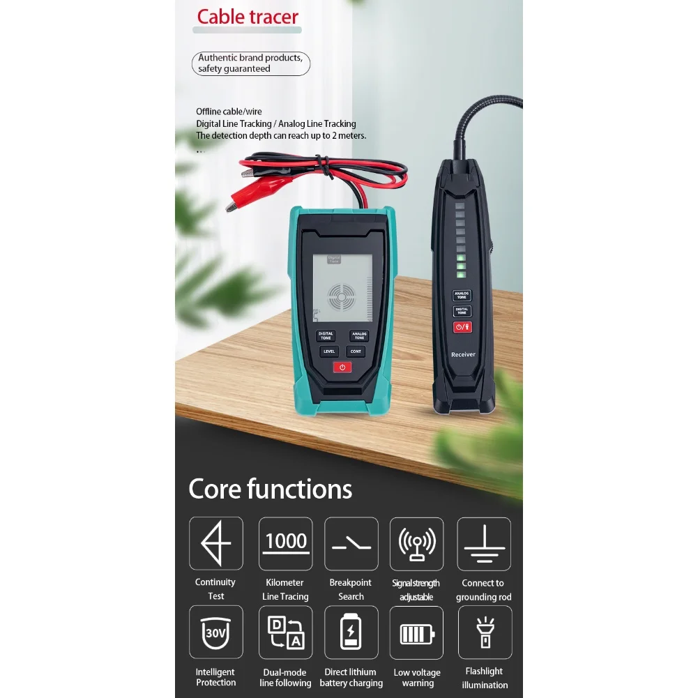 1 Set MY6819 Cable Locator Dual Digital Analog Wire Detector For 2m Deep Buried Wall Circuit Tracing Testing Tool