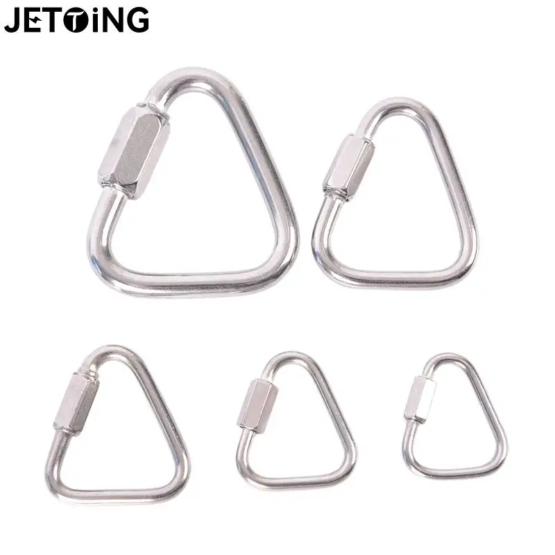 New Arrival 1Pcs Triangle Carabiner Stainless Steel Keychain Snap Clip Hook Buckle Screw Lock Triangle Carabiner