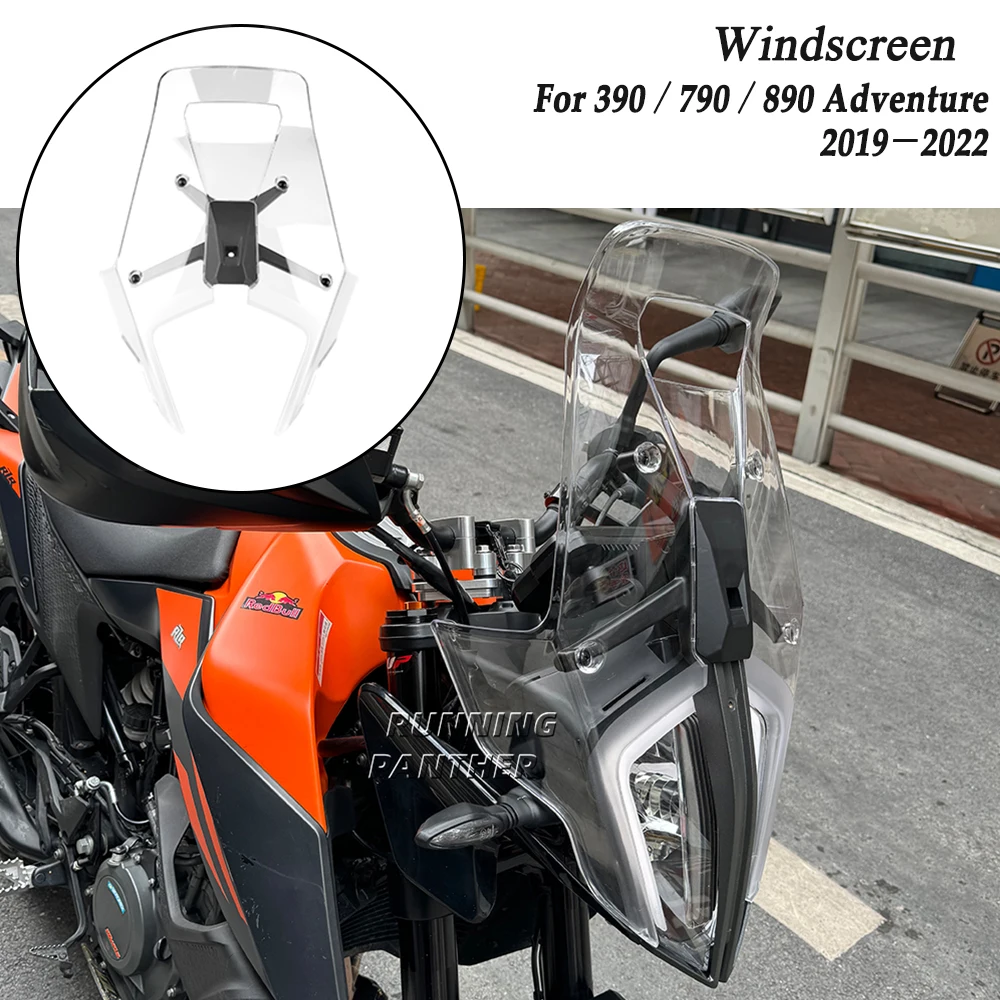 For 390 790 890 ADV Adventure 2019 2020 2021 2022 Motorcycle Acrylic Rally Windshield Wind Deflector Screen Shield Visor