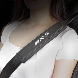 2Pcs Nappa Leather Safety Belt Shoulder Covers Protection Interior Accessories for Mazda MX-5 RF MIATA 2015 2016 2017 2018 2019