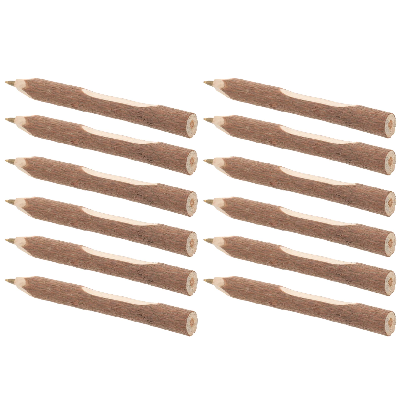 12 Pcs Creative Ball Pens Twig Bark Writing Point Ballpoint Students Degradable