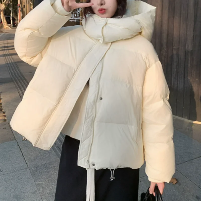 Solid Color Down Women's Winter Short Thick Loose Down Jacket