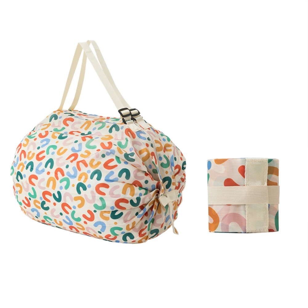 Folding Shopping Bag with Large Capacity and Portable Hand-held Spring Roll Bag for Japanese Accordion Supermarket Shopping