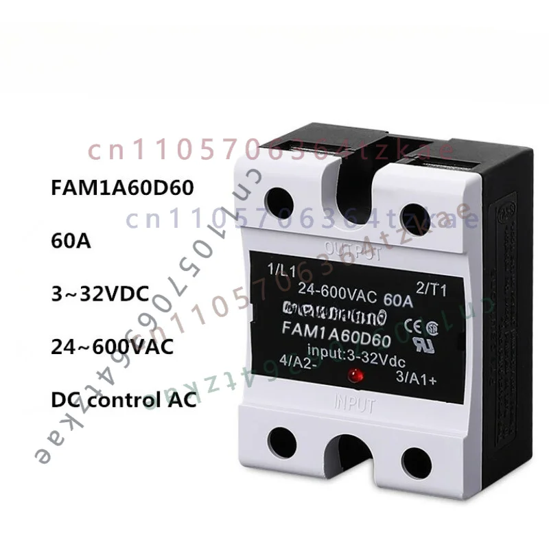 1pcs for FULRD FAM1A60D60 Single Phase Solid State Relay 60A DC-AC 3~32VDC/24~600VAC SSR