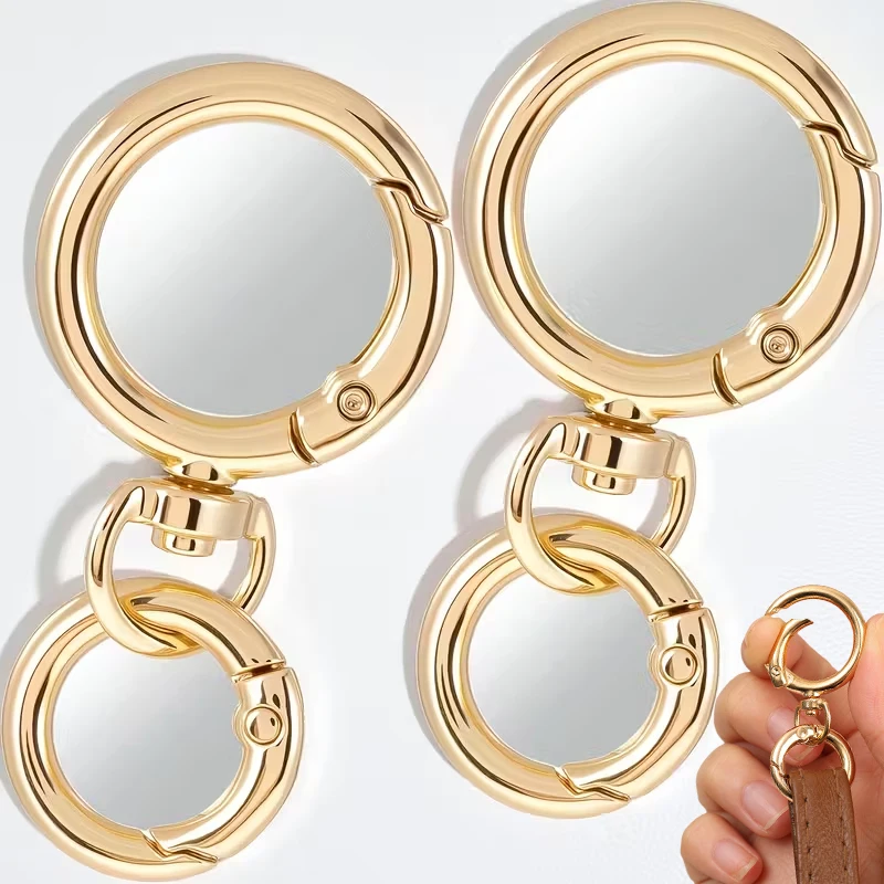 

10Set Round Spring Snap Carabiner Clip O Rings Swivel Trigger Hook Metal Clasps Keychain for Handbag Lanyards DIY Crafts