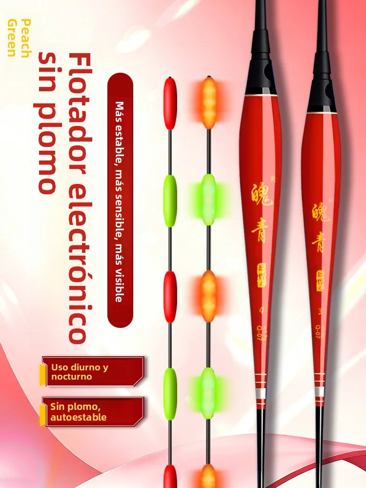 Goldeen Night Glow - Indicador Flotante de Largo Alcance para Pesca Nocturna, Señuelo de Cola de Frijol para Pesca en Aguas O...