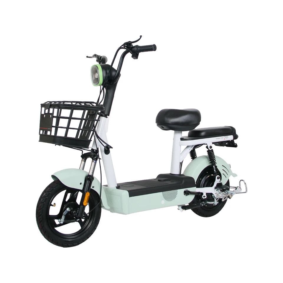 Cheap Price 350W 48V Step Through Ebike City 14 Inch Electric Scooter Bike With Basket image 6