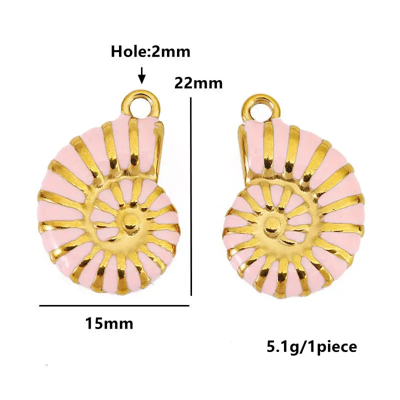 4pcs Stainless Steel Colorful Conch Charm Summer Blue Ocean Enamel Pendant for DIY Necklace Bracelet Jewelry Making Accessories view 3