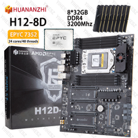 HUANANZHI H12D 8D Motherboard Set With AMD EPYC 7352 CPU 8*32GB DDR4 Support 8 Channel Memory Dual 2.5G Network IPMI BMC Module