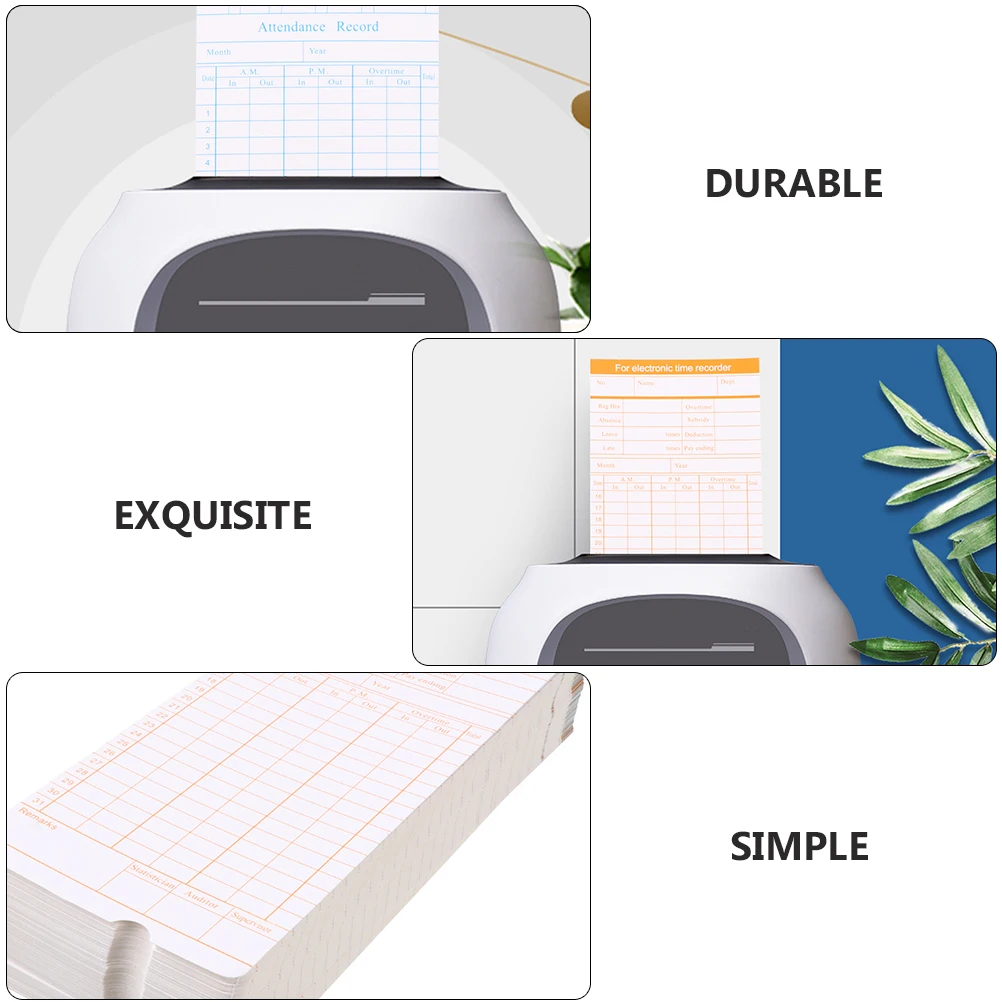 200 Sheets Attendance Paper Cards Simple Design Employee Timecards Office Supplies Punching Record Weekly