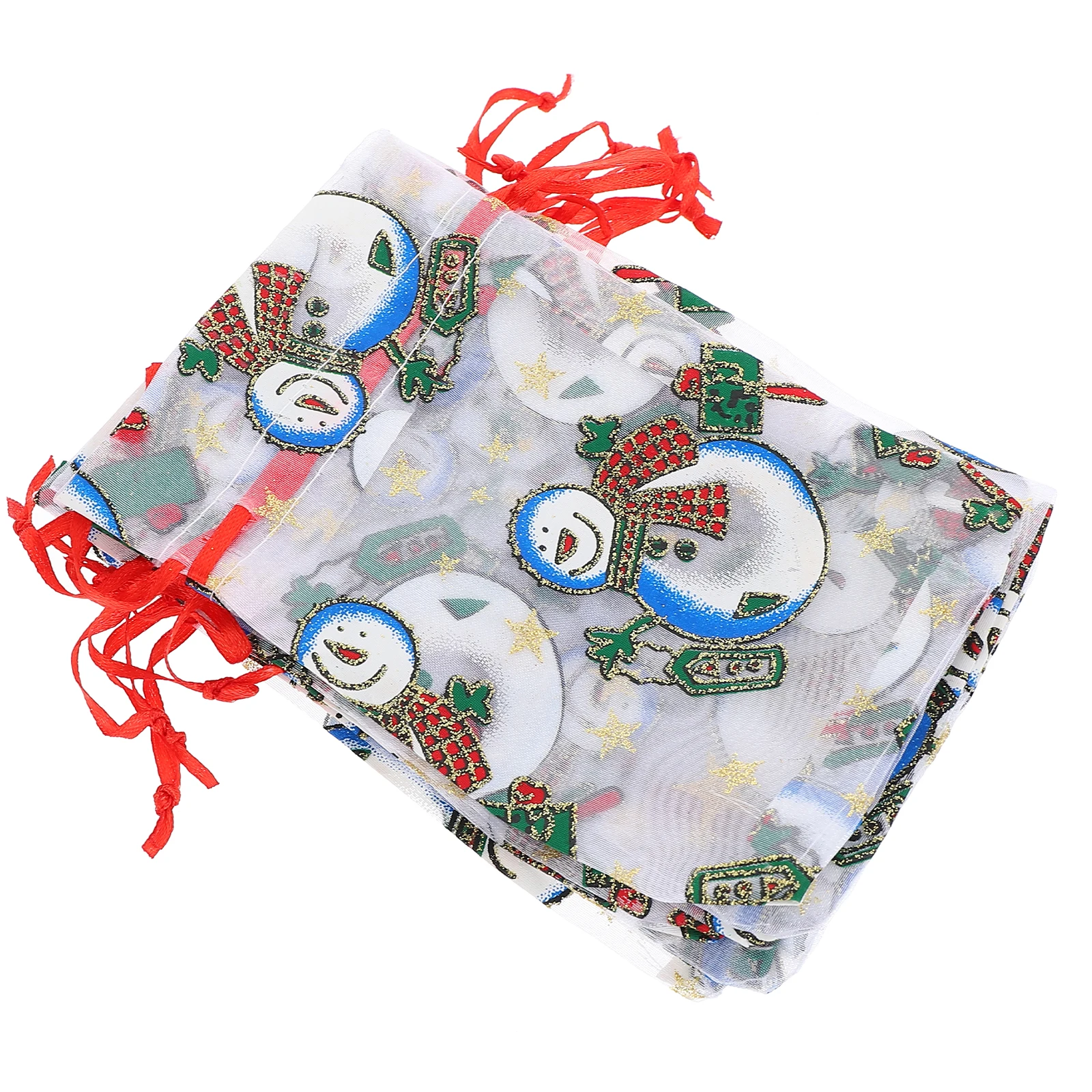 

50pcs Christmas Gift Bags Organza Drawstring Candy Favor Pouches Party Small Items Packaging Holiday Decor Xmas Gifts