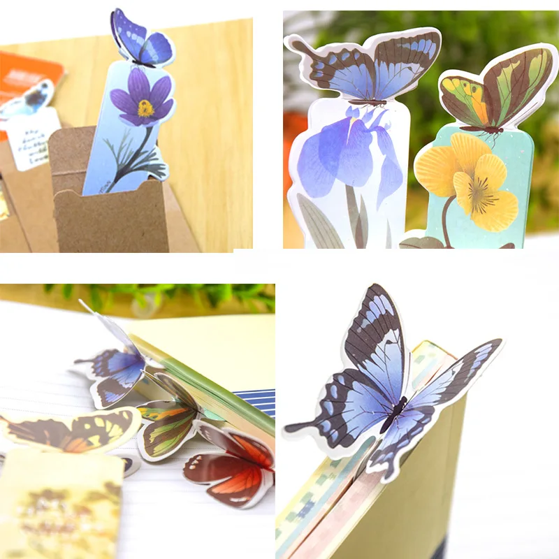 30 Pcs/Set 3D Butterfly Bookmark Beautiful Colorful Butterfly Paper Book Markers Students Gift Kawaii Stationery