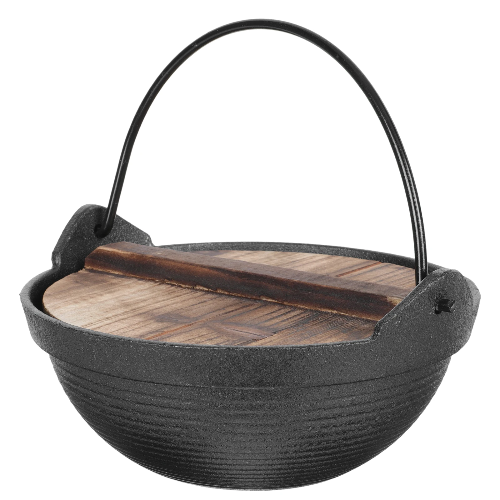 

Small Hot Pot Iron Cooking Pot For Camping Hiking Picnic Outdoor Multifunctional Stockpot With Cedar Lid Portable Soup Cookware